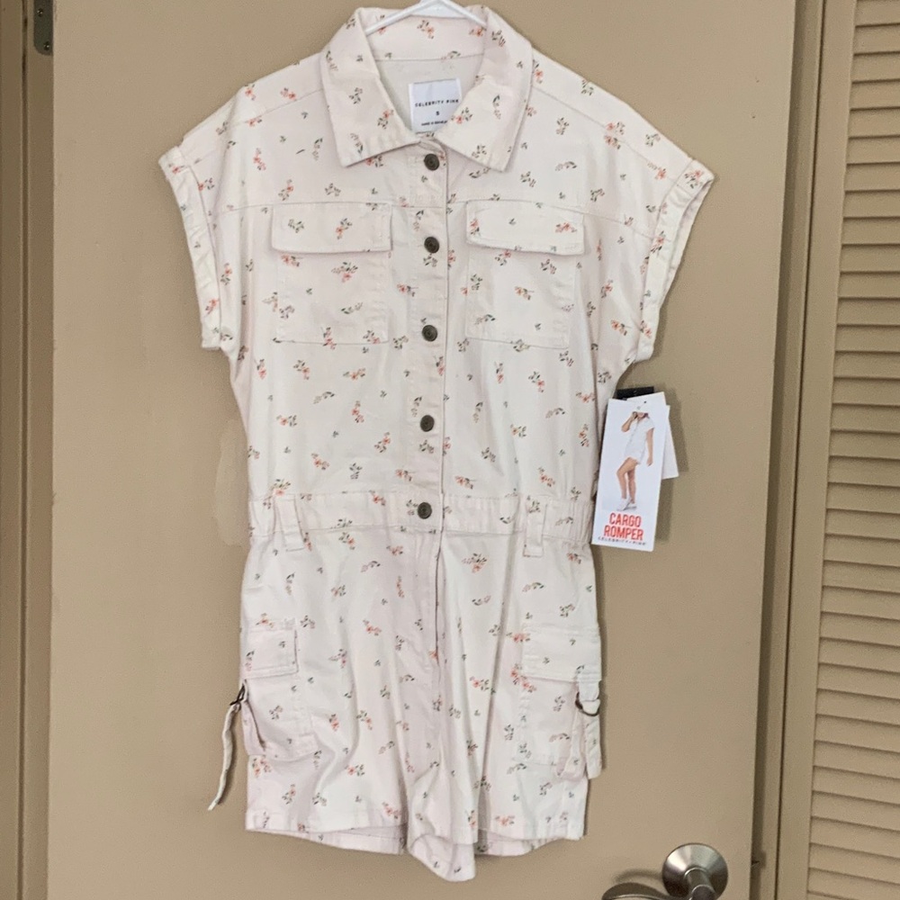 Celebrity Pink Floral Jacket with Button Detail